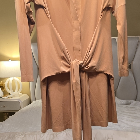 Norma Kamali Beige Long Sleeve Wrap Jumpsuit - Picture 5 of 14